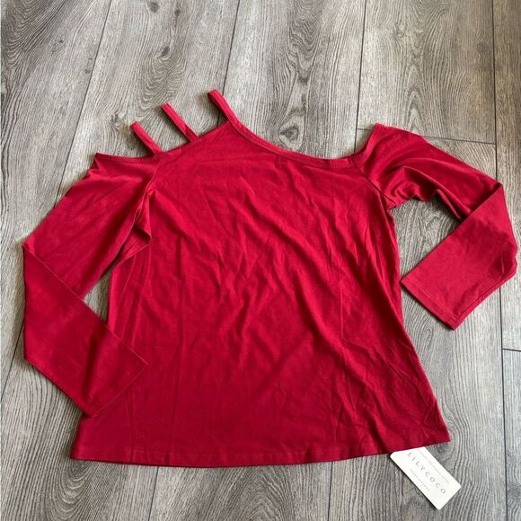 Lily civic Women's Red Cold Shoulder Top - Picture 1 of 3